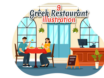 9 Greek Food Restaurant Illustration