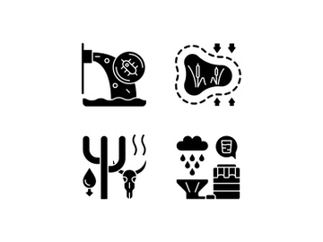 Worldwide rising water demand black glyph icons set on white space preview picture