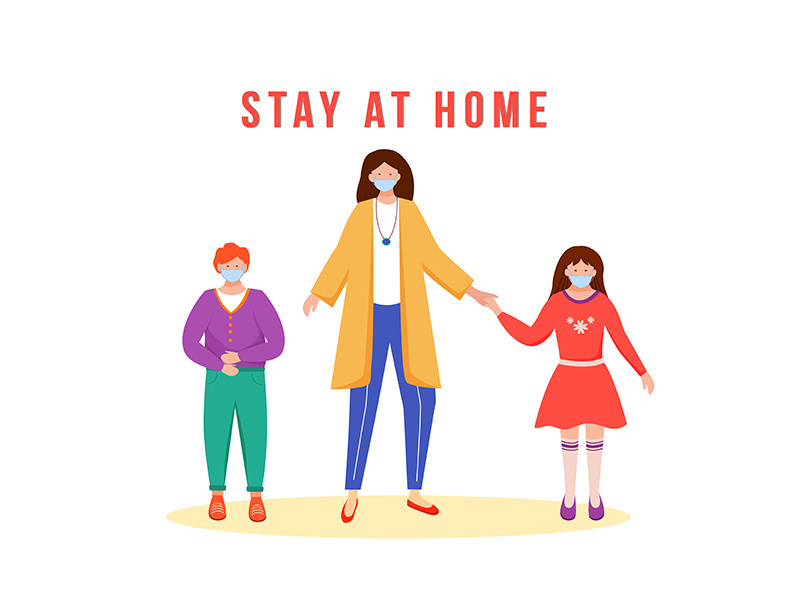 Stay at home flat color vector faceless character