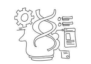 Flat Illustration Outline Intelligence AI
