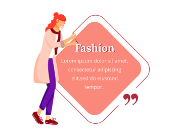 Fashion designer flat color vector character quote preview picture