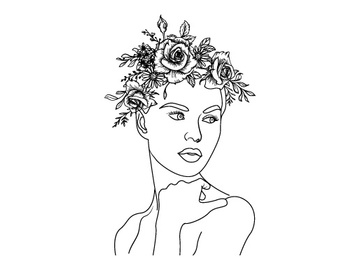Line Art Flower Drawing Women preview picture