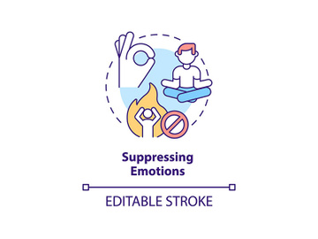 Suppressing emotions concept icon preview picture