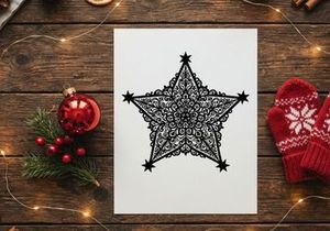 Intricate black lace Christmas star ornament for holiday decor