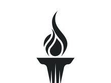 Burning Torch Fire Flame with Pillar column logo design