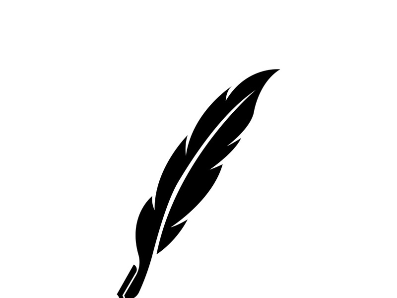 Feather quill design icon and logo illustration classic stationery