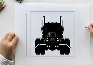 Silhouette of a large truck facing forward