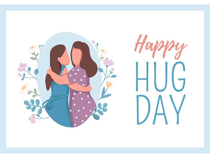 Happy hug day poster flat vector template