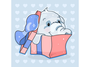 Cute elephant kawaii cartoon vector character preview picture