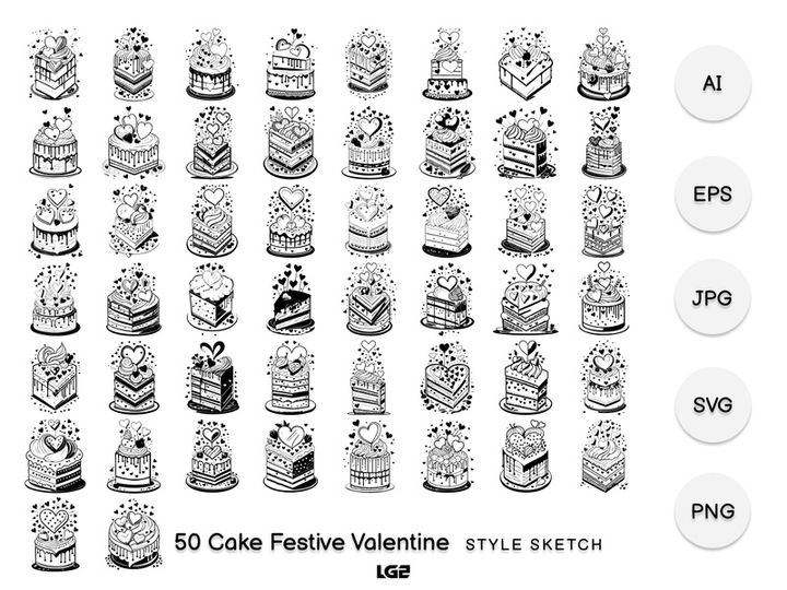 Cake Festive Valentine Element Black