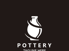 Pottery logo design handmade, creative traditional mug craft concept inspiration nature workshop