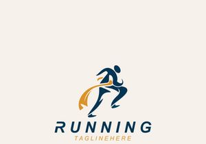 Running sport athlete logo design concept illustration template