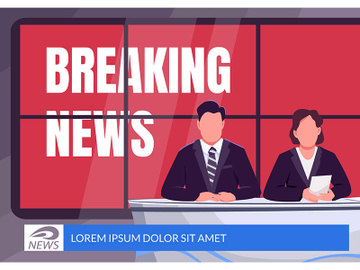 Breaking news banner flat vector template preview picture