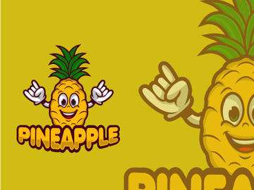 Pineapple  Cartoon mascot Logo Design Template preview picture
