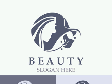 Woman Beauty care logo. fresh Nature beauty face saloon and spa design flat vector preview picture