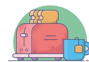 Bread Toaster and Breakfast Vector illustration Template