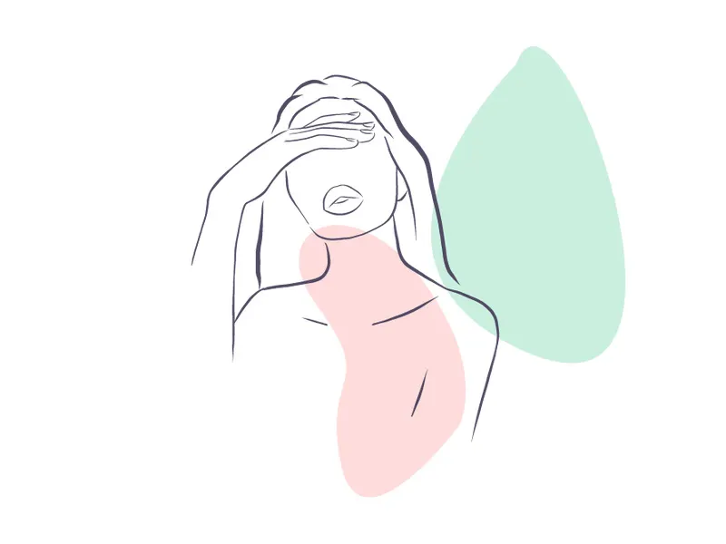 Line art portrait woman, Flower face one line vector illustration