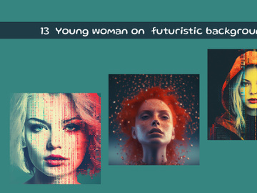 Young woman on  futuristic background preview picture