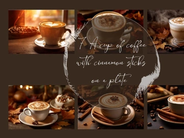 A cup of coffee with cinnamon sticks on a plate preview picture