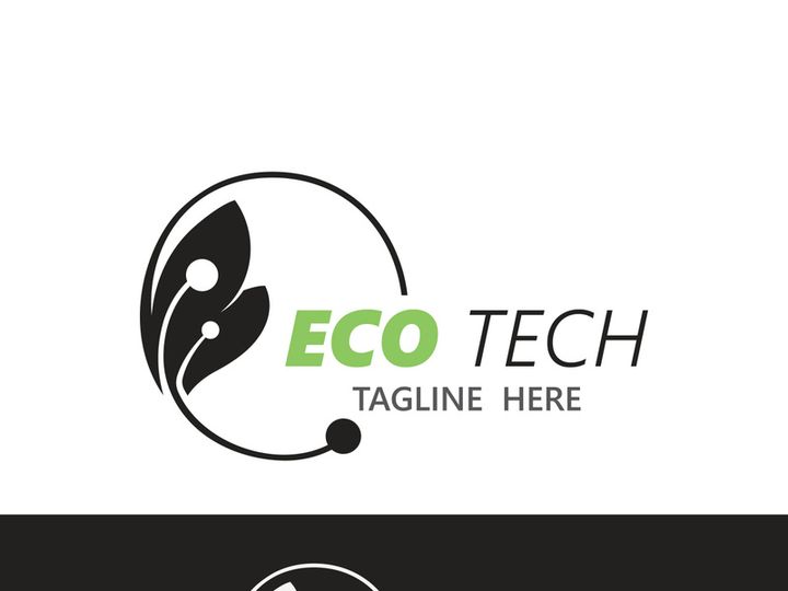 Eco technology business vector design modern. Nature technology logo with leaf and circuit tech minimalist vector illustration
