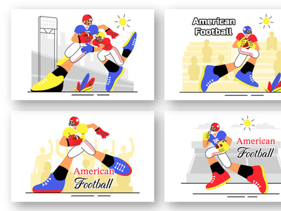 9 American Football Illustration