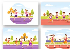 12 Relay Race Sports Illustration
