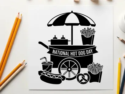 national hot dog day food cart vector illustration