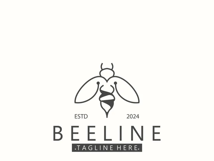 Bee line art animal exclusive logo simple inspiration on black background design