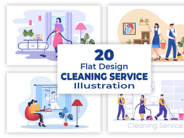 20 Cleaning Service Flat Design Illustration preview picture