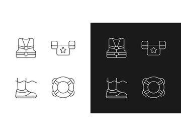 Pool equipment linear icons set for dark and light mode preview picture