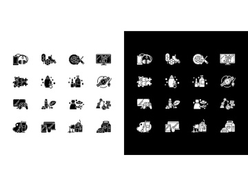 E commerce departments glyph icons set for night and day mode preview picture