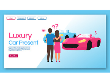 Luxury car present landing page vector template preview picture