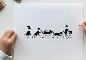 Dachshund silhouette dog training commands and actions