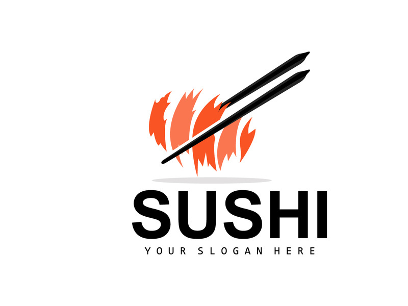 Sushi Logo, Japanese Food Sushi Seafood Vector