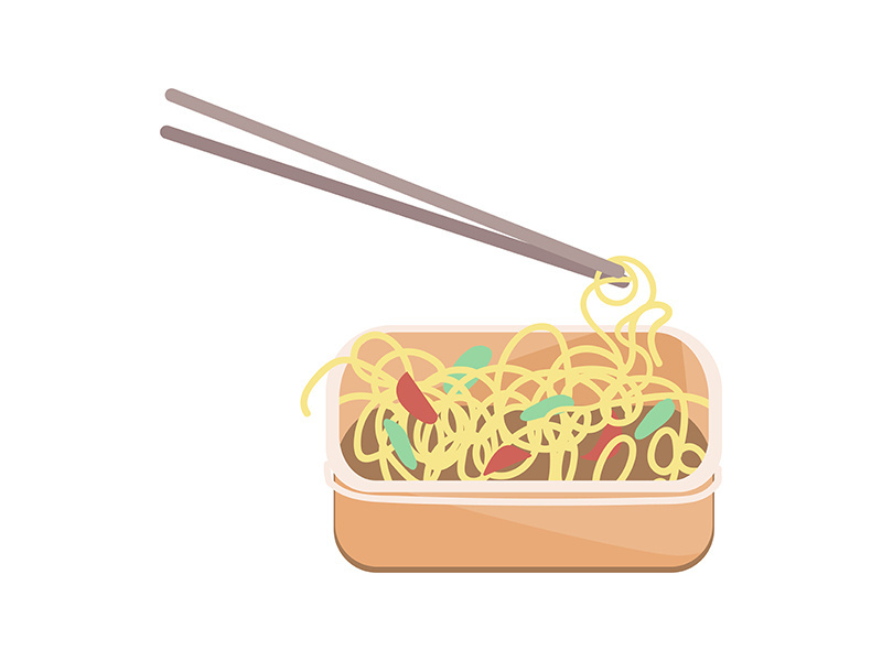 Noodles with chopsticks cartoon vector illustration