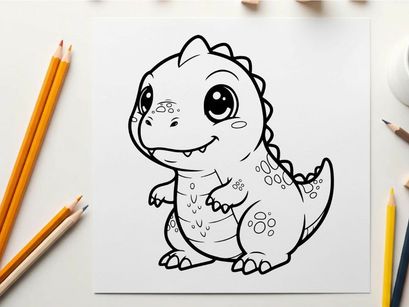 Cute baby dinosaur smiling vector illustration flat design