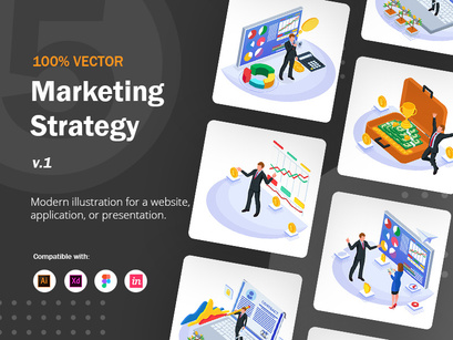 Set of Marketing Strategy Illustration
