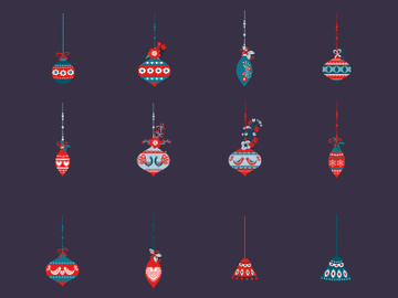 Christmas balls decoration vector set preview picture