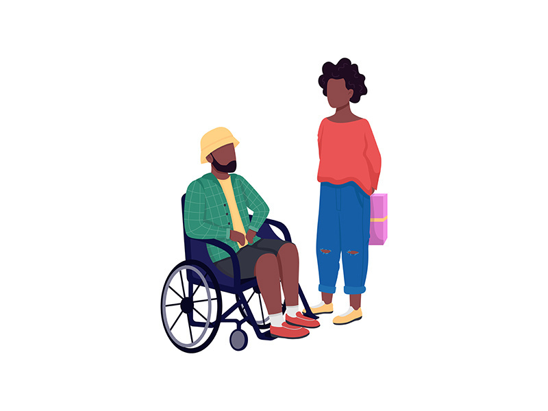 African american couple flat color vector faceless characters