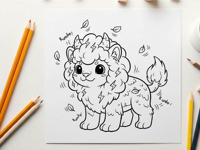 Cute cartoon sheep with thunder vector illustration