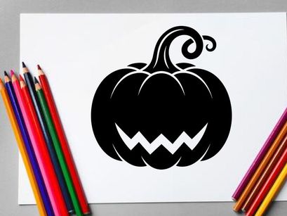 Black Halloween Pumpkin with Spooky Face for Fall Decor
