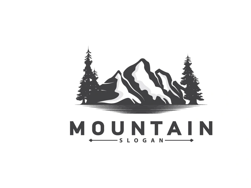 Mountain Logo, Nature Landscape Vector, Premium Elegant Simple Design