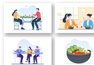 16 Health Meal with Balanced Diet Nutritional Illustration