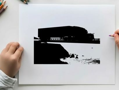 Silhouette of a large building near a body of water