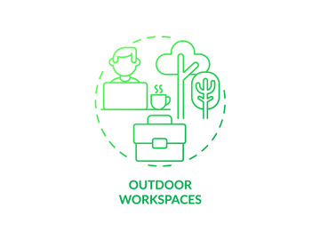 Outdoor workspaces green gradient concept icon preview picture
