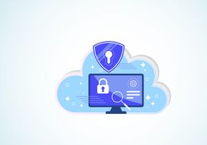 Cloud computing security design concept. Online security and data protection. Vector illustration