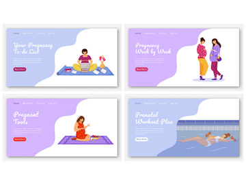 Happy pregnancy landing page vector template set preview picture