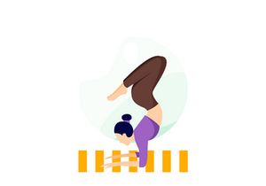 A girl excercise yoga at home