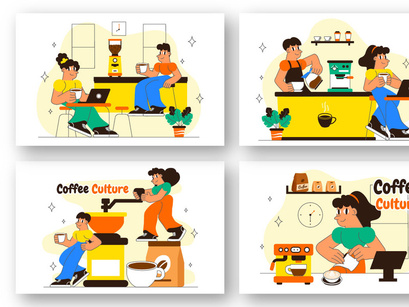 10 Coffee Shop Culture Illustration