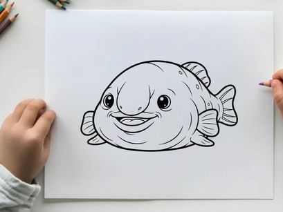 Happy cartoon fish smiling vector illustration flat design